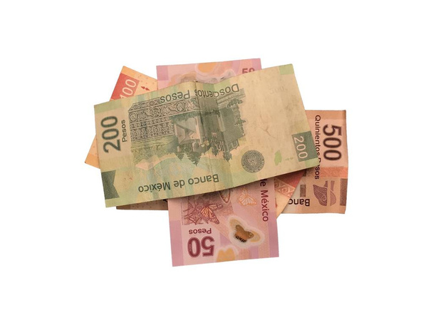 Některé Mexické peso 50 100 200 a 500 směnky izolovaných na bílém pozadí - Fotografie, Obrázek