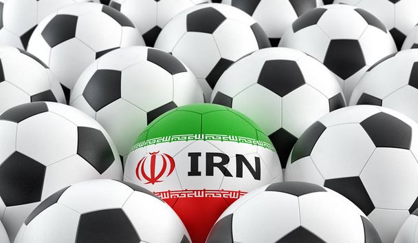 Soccer ball in Irans national colors. 3D Rendering  - Photo, image