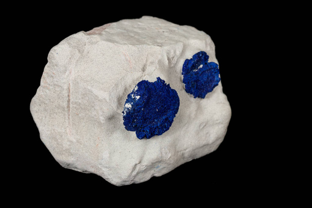 Macro mineral stone Azurite in siltstone against black backgroun - Photo, Image