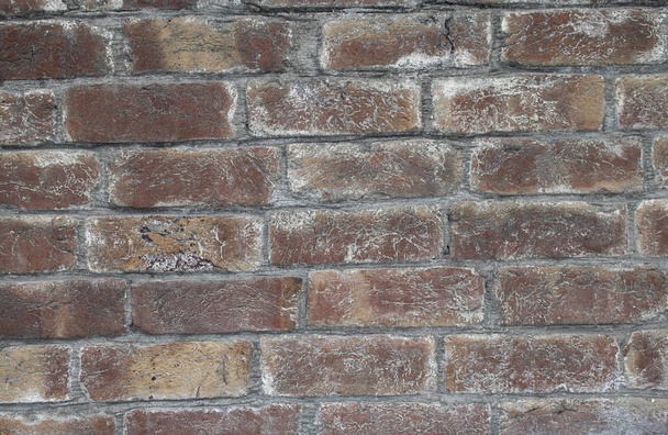 Muro de ladrillo destruido, fondo grunge textura roja - Foto, imagen