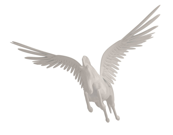 ペガサス マジェスティック神話ギリシャ語翼白 b に分離された馬 - 写真・画像