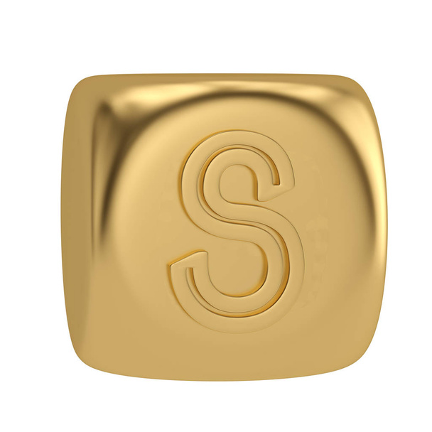 Golden cube alphabet isolated on white background 3D illustratio - Fotó, kép