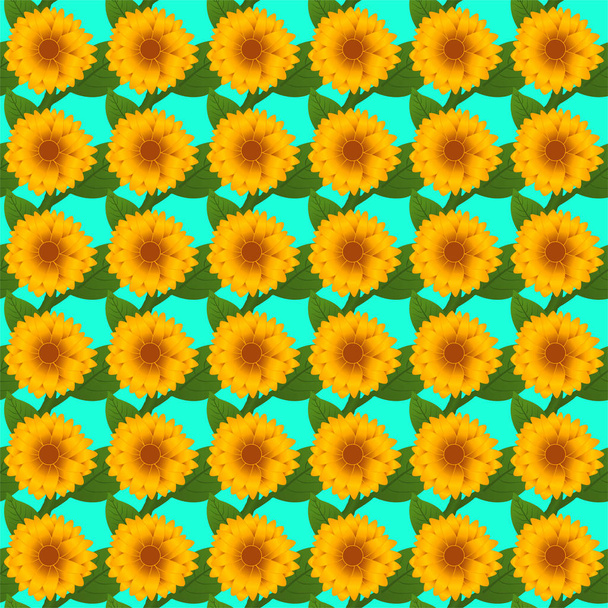 Sunflower Seamless Pattern for Postcards, wallpaper, web background, Print and fabric - Vector, Image