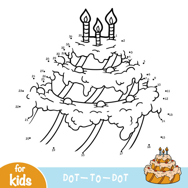 Numbers game, dot to dot game for children, Birthday cake - Vector, Image