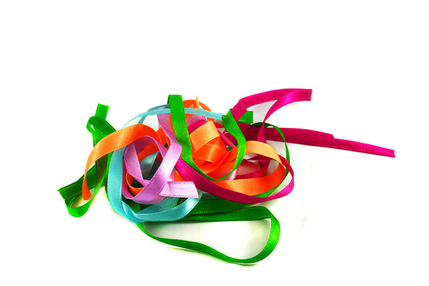 Rope colorful for ribbon bow isolated on white background - Φωτογραφία, εικόνα