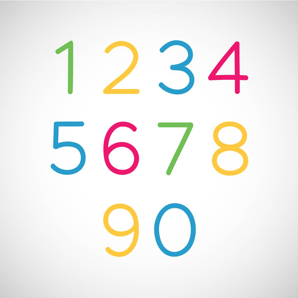 Set of Multicolored Numbers - Vector, Imagen