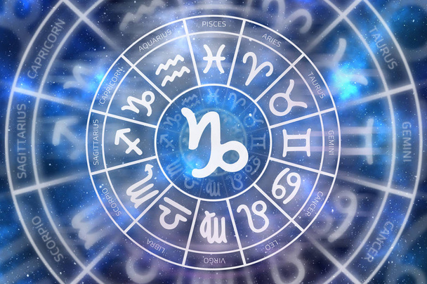 Zodíaco Capricórnio símbolo dentro do círculo horóscopo
 - Foto, Imagem