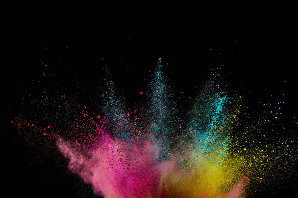 Colored powder explosion on black background. - Valokuva, kuva