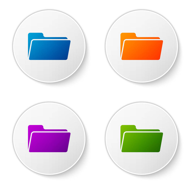 Color Folder icon isolated on white background. Set color icon in circle buttons. Vector Illustration - Vector, Imagen