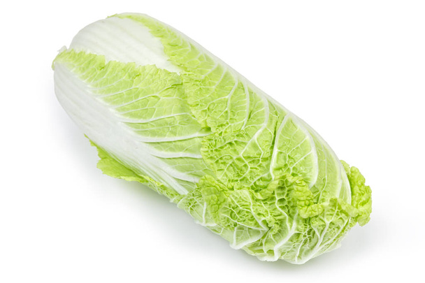 Head of napa cabbage close-up on a white background - 写真・画像