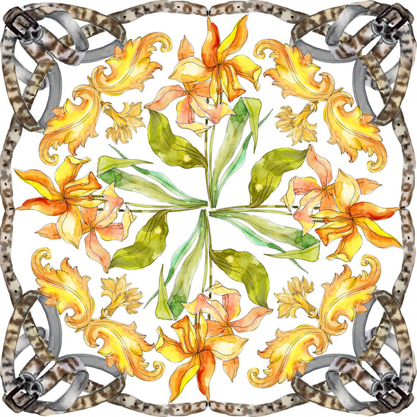 Luxury fashion prints with wildflowers botanical flowers. Watercolor illustration set. Background pattern. - Photo, Image