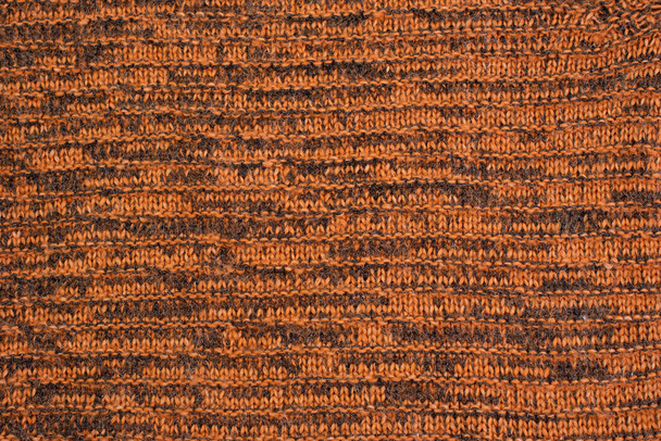 Knitted texture background orange top view flat - Photo, Image