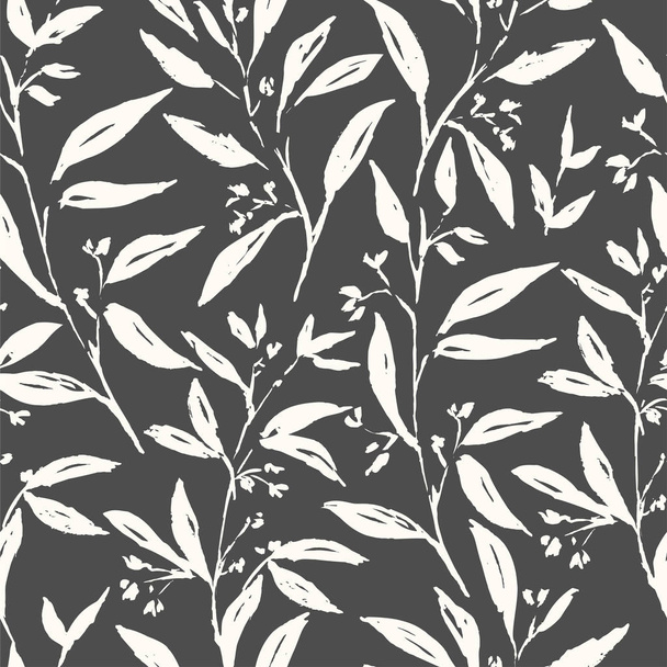 Hand drawn brush plant seamless pattern - Вектор, зображення