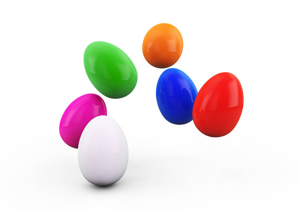 Colorful Easter eggs. 3d render illustration - Φωτογραφία, εικόνα