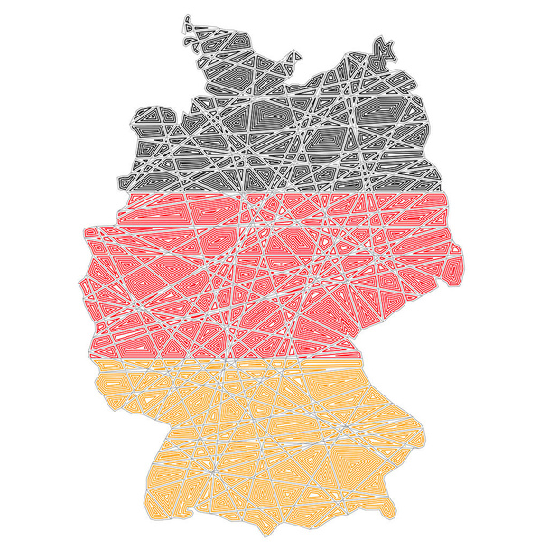 Duitsland gestileerde kaart vormige op verwarde getextureerde nationale vlag - Vector, afbeelding