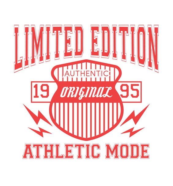 Limited edition. Athletic mode. Graphic design suitable for use in t-shirts - Vector, Image