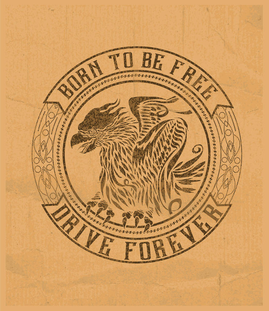 Station voor eeuwig. Eagle handgeschilderde van de illustratie. Grafisch ontwerp geschikt voor gebruik in t-shirts - Vector, afbeelding