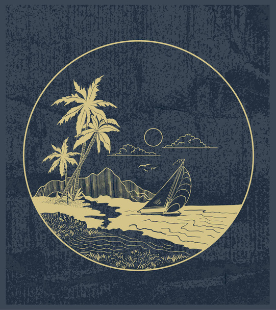 Gráfico de surf con Sunset. Diseño gráfico adecuado para su uso en camisetas
 - Vector, imagen