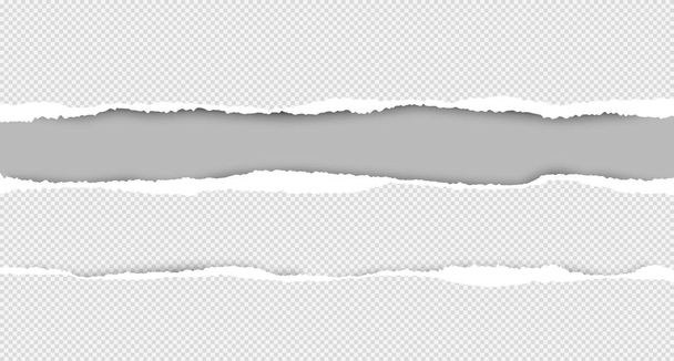 Set of torn squared white horizontal paper are on grey background with space for text. Vector illustration - Vector, Image