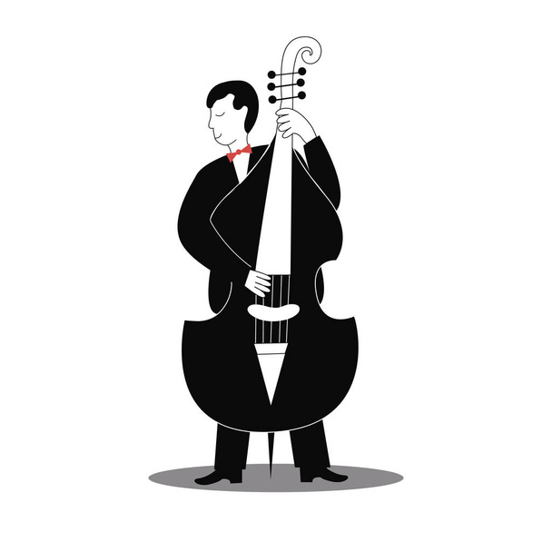 Cellist man in klassieke kostuum  - Vector, afbeelding