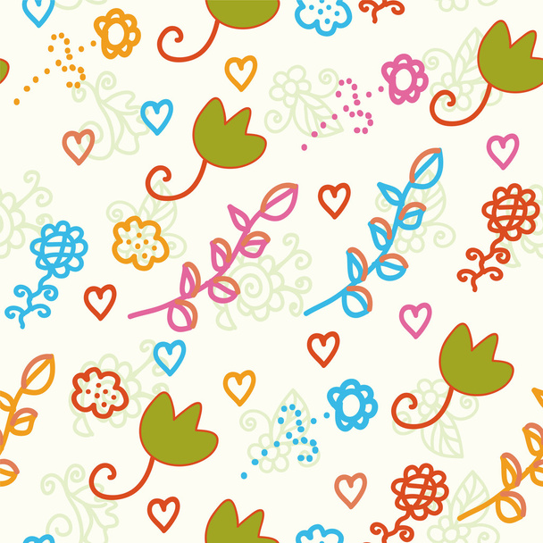Seamless childish pattern with flowers - Vector, Imagen