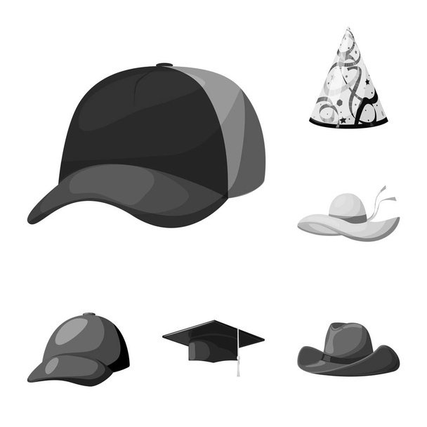 Vector illustration of hat and helmet symbol. Collection of hat and profession vector icon for stock. - Vektor, Bild