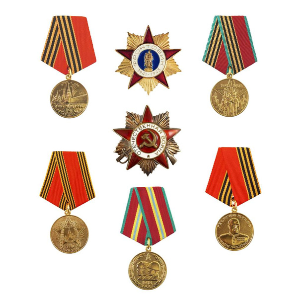 Medalha comemorativa da União Soviética. A inscrição na medalha em russo significa em inglês, "Segunda Guerra Mundial. 1945-1995
" - Foto, Imagem