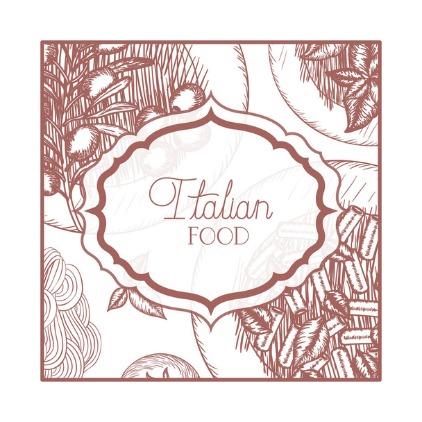 elegant frame victorian with italian food - Vector, Imagen