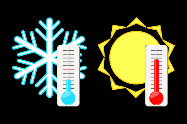 Illustration of two thermometers. - Vetor, Imagem