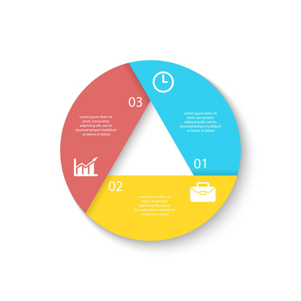Template for circle diagram, options, web design, graph and round infographic. Business concept with 3 elements, step, option. - Vektor, Bild