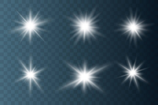 Набор светящихся звезд
  - Вектор,изображение