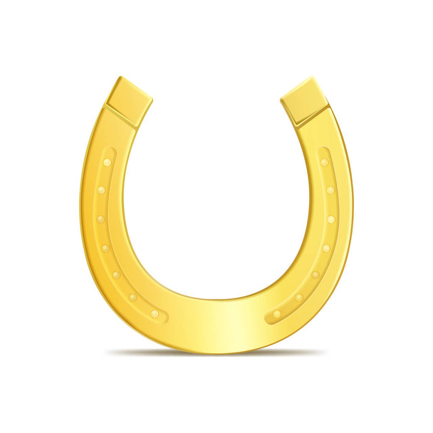 Realistic 3d Detailed Shiny Gold Horseshoe. Vector - Вектор, зображення