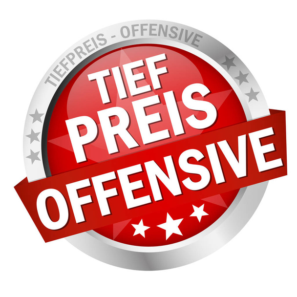 Кнопка з банер Tiefpreisoffensive - Вектор, зображення