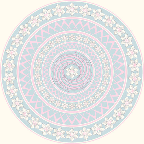 Vector illustration. Circular pattern of abstract shapes decorative flowers - ベクター画像