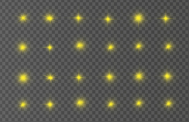 Effet lumineux jaune isolé, éclat de lentille, explosion, paillettes, ligne, flash solaire, étincelle et étoiles. Conception abstraite d'éléments à effet spécial
. - Vecteur, image