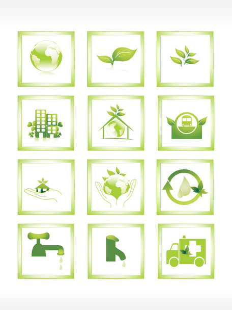 12 ecology icons wallpaper - Vetor, Imagem