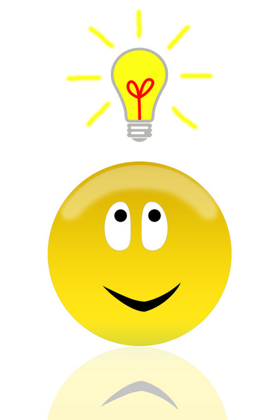 Smiley face with a light bulb - Photo, Image