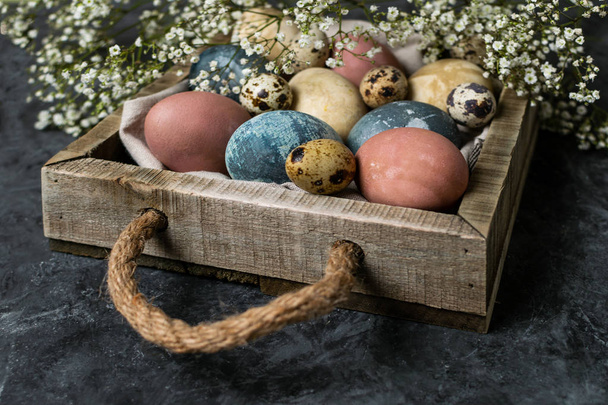Spring easter minimal background rustic style composition - orga - Photo, Image