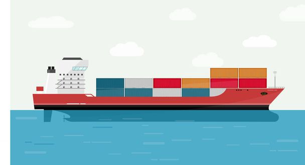 Cargo Ship Container in the Ocean Transportation, Expédition de fret Eransportation. Illustration vectorielle
. - Vecteur, image