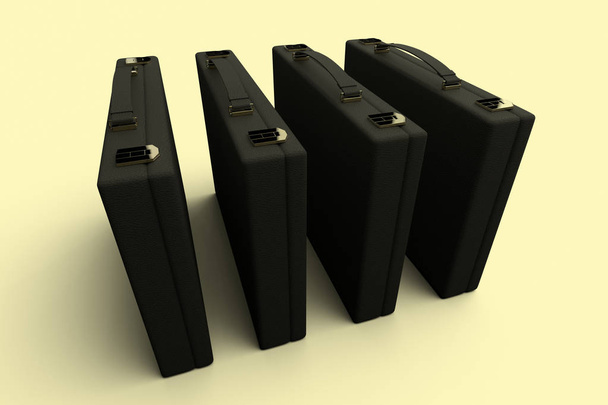 3D-рендеринг группы из 4 одинаковых портфелей
 - Фото, изображение