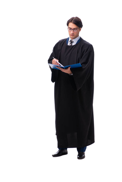 Fiatal jóképű bíró elszigetelt fehér  - Fotó, kép