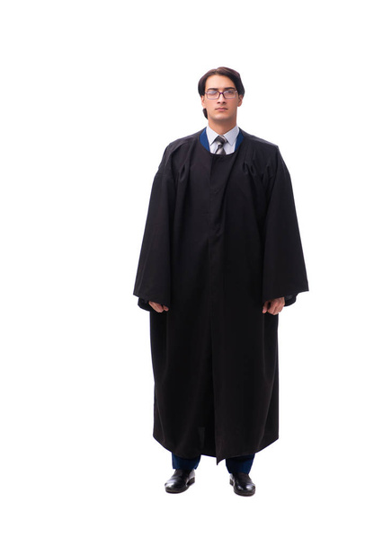 Νεαρό όμορφος δικαστής που απομονώνονται σε λευκό  - Φωτογραφία, εικόνα