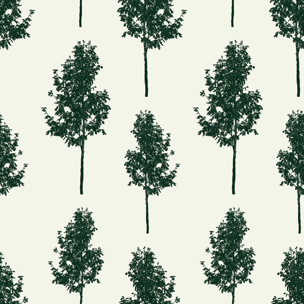 Seamless background of small rowan trees - Vector, Image