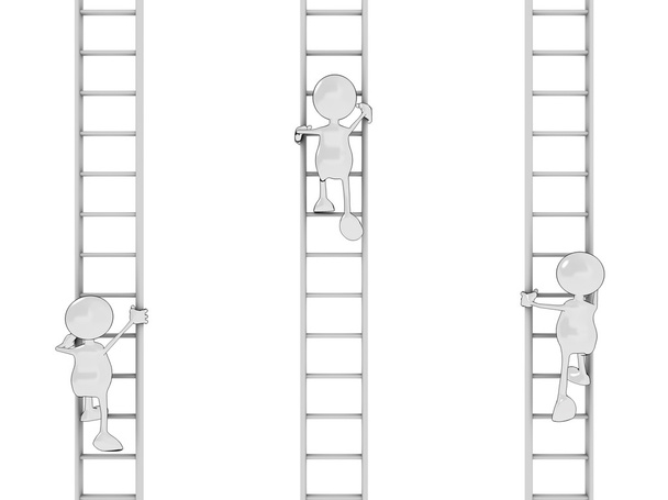Cartoon mannen klimmen ladders - Foto, afbeelding