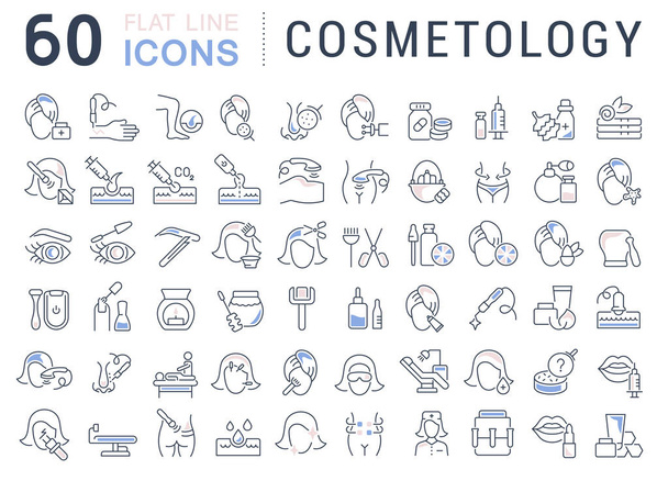 Set Vector Line Icons of Cosmetology. - Vector, Image