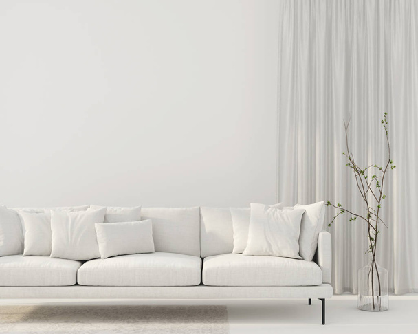 Interior de la sala de estar con sofá blanco
 - Foto, imagen