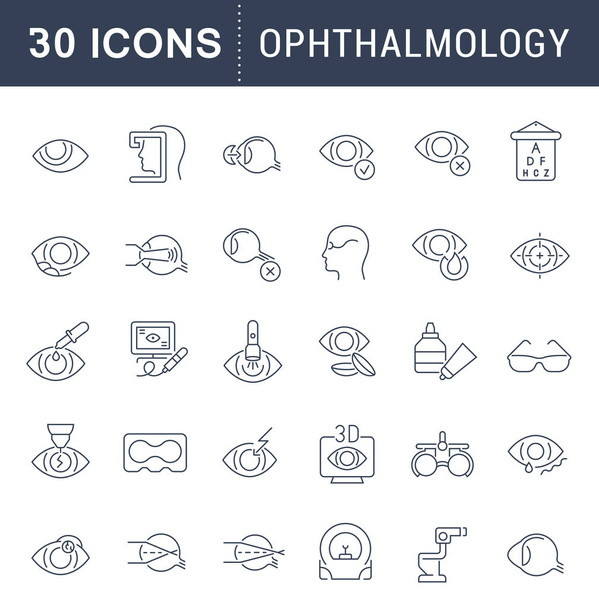 Set de iconos de la línea vectorial de oftalmología
. - Vector, Imagen