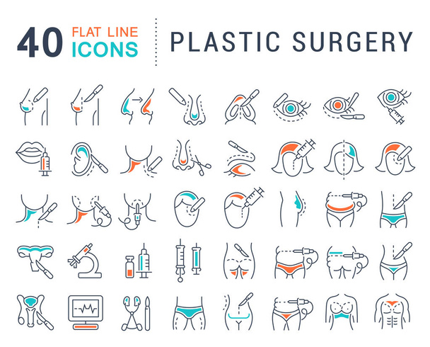 Set de iconos de línea vectorial de cirugía plástica
. - Vector, imagen