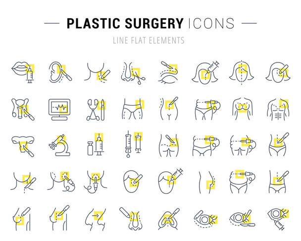 Set de iconos de línea vectorial de cirugía plástica
. - Vector, imagen