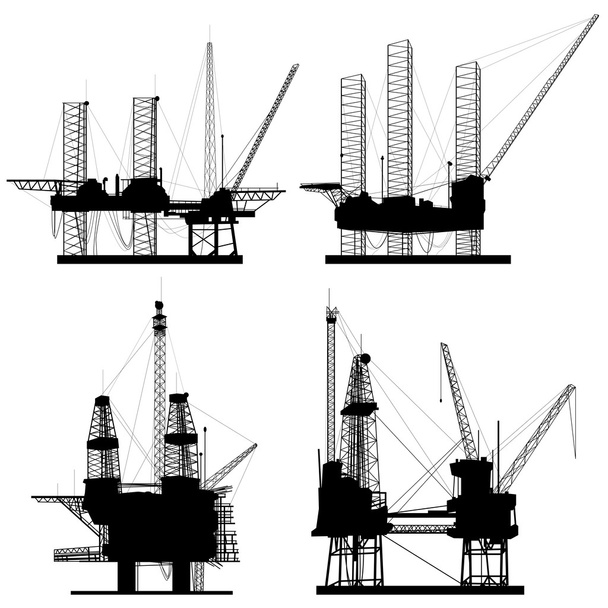 σιλουέτες των μονάδων για την πετρελαϊκή βιομηχανία - Διάνυσμα, εικόνα